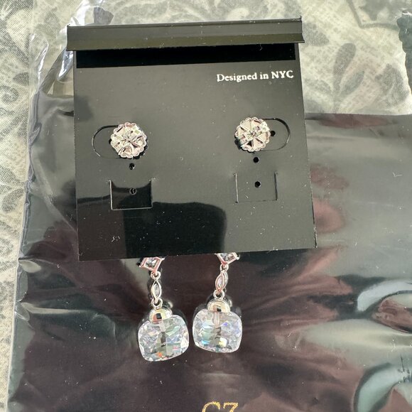 NEW CZ by Kenneth Jay Lane, Briolette Cushion Drop Statement Earrings - Picture 4 of 5